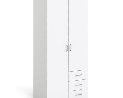 Space Wardrobe with 2 doors + 3 drawers White 1750