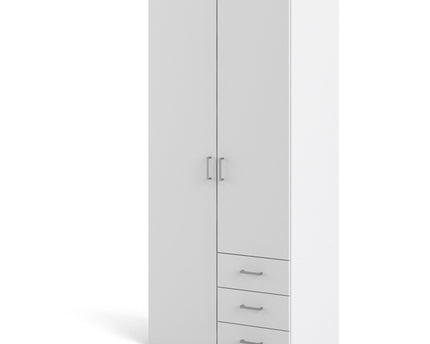 Space Wardrobe 2 Doors 3 Drawers White 1750