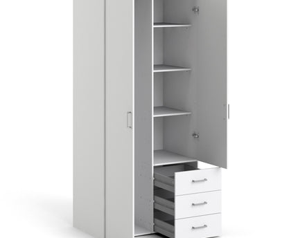 Space Wardrobe 2 Doors 3 Drawers White 1750