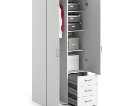 Space Wardrobe 2 Doors 3 Drawers White 1750