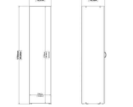 Space Wardrobe 1 Door in White 1750