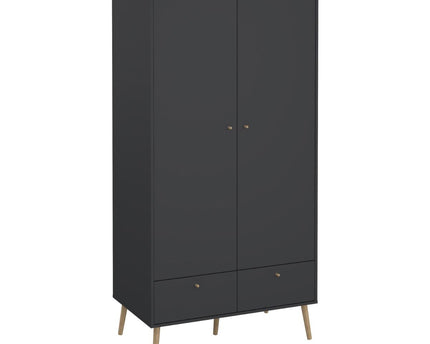 Cumbria Wardrobe with 2 Doors + 2 Drawers Dark Grey