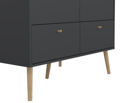 Cumbria Wardrobe with 2 Doors + 2 Drawers Dark Grey