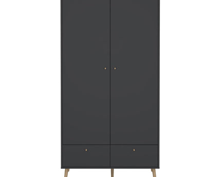 Cumbria Wardrobe with 2 Doors + 2 Drawers Dark Grey