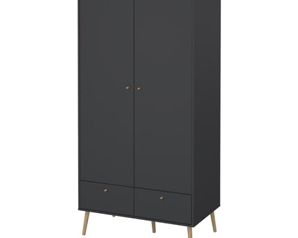 Cumbria Wardrobe with 2 Doors + 2 Drawers Dark Grey