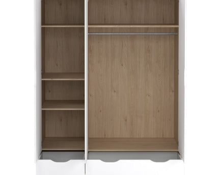 Ikast Wardrobe 3 Doors 2 Drawers with Mirror in Jackson Hickory and White
