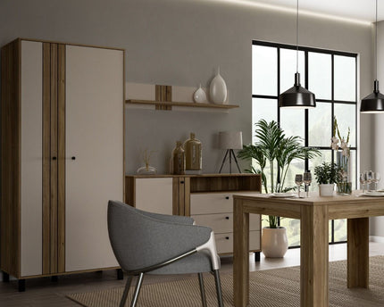 Grafton 2 Door Wardrobe In Cream and Oak