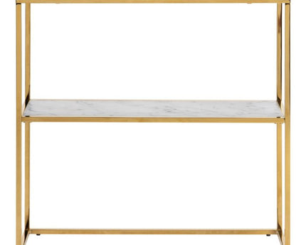 Alisma Console Table with White Crystal Clear Marble Glass Top & Gold Legs