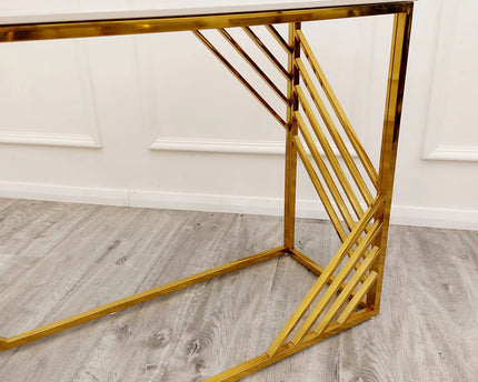 Azure Gold Console Table with Polar White Sintered Top