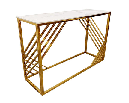 Azure Gold Console Table with Polar White Sintered Top
