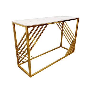 Azure Gold Console Table with Polar White Sintered Top