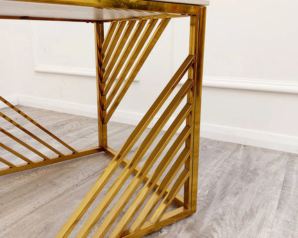 Azure Gold Lamp Table with Polar White Sintered Top