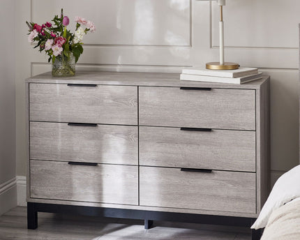 Bali 6 Drawer Wide Chest - Grey Oak