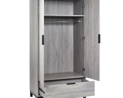 Bali 2 Door 1 Drawer Wardrobe - Grey Oak