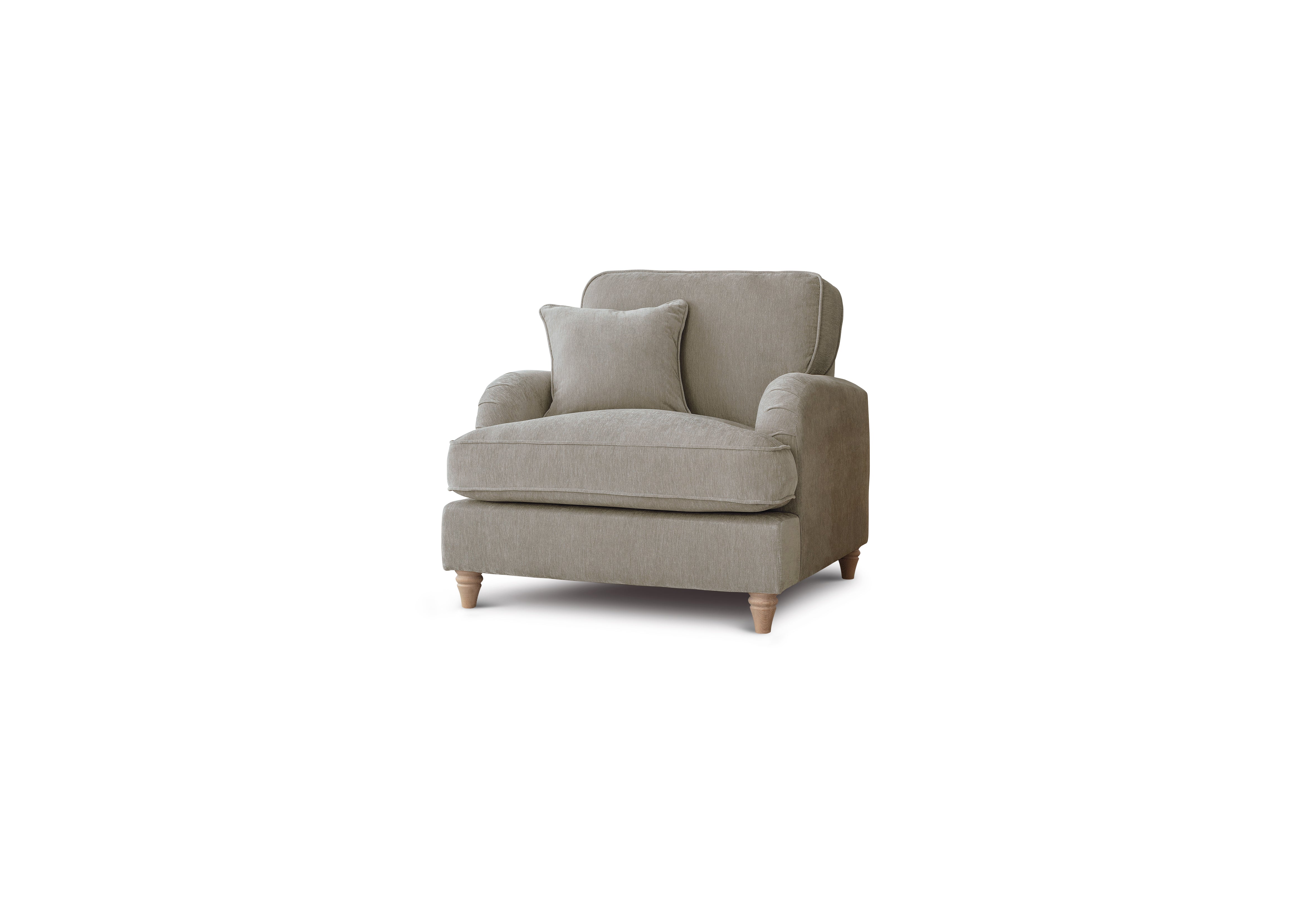 Beige armchair with a pillow on a white background