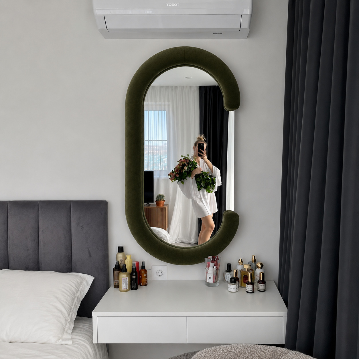 Velvet MDF Full Length Floor Mirror