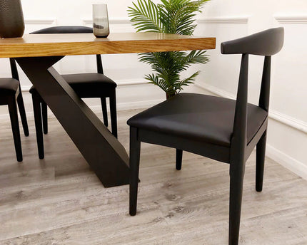 Elsa Wooden Wishbone Chair with Matt Black Seat