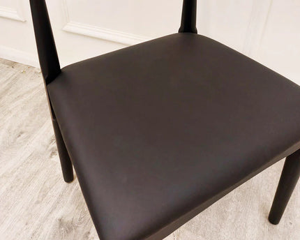 Elsa Wooden Wishbone Chair with Matt Black Seat