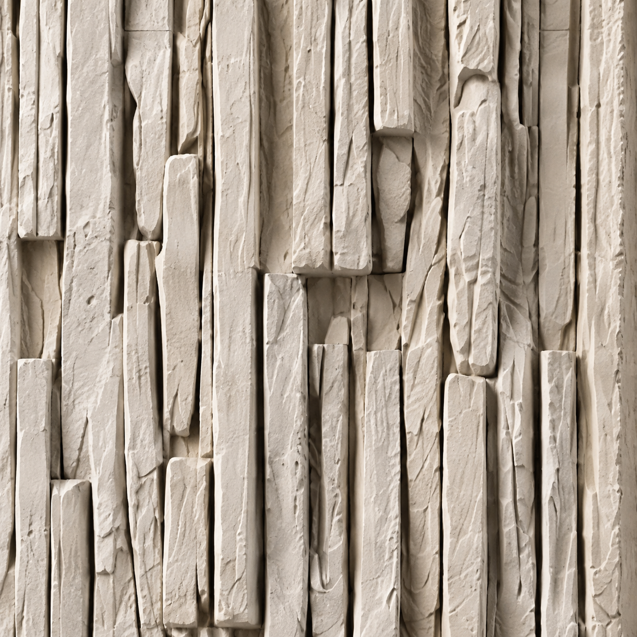 Wall panel stone textured PU wall panel in limestone ash color - 240cm x 60cm