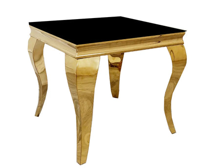 Louis Gold Lamp Table with Black Glass Top