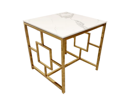 Geo Gold Lamp Table with Polar White Sintered Top