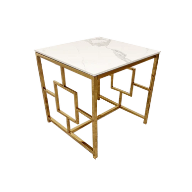 Geo Gold Lamp Table with Polar White Sintered Top