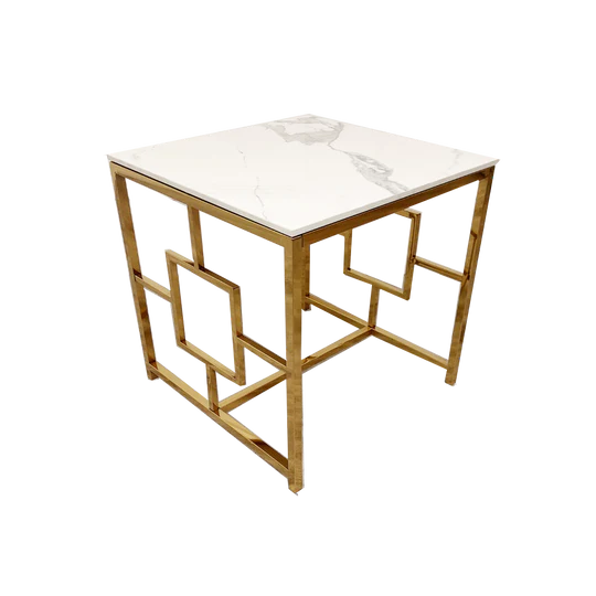 Geo Gold Lamp Table with Polar White Sintered Top