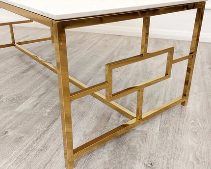 Geo Gold Coffee Table with Polar White Sintered Top