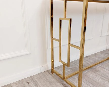 Geo Gold Console Table with Polar White Sintered Top