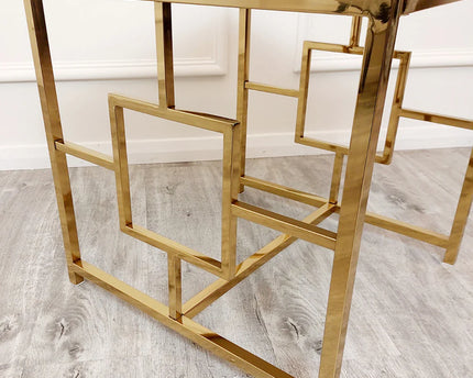 Geo Gold Lamp Table with Polar White Sintered Top