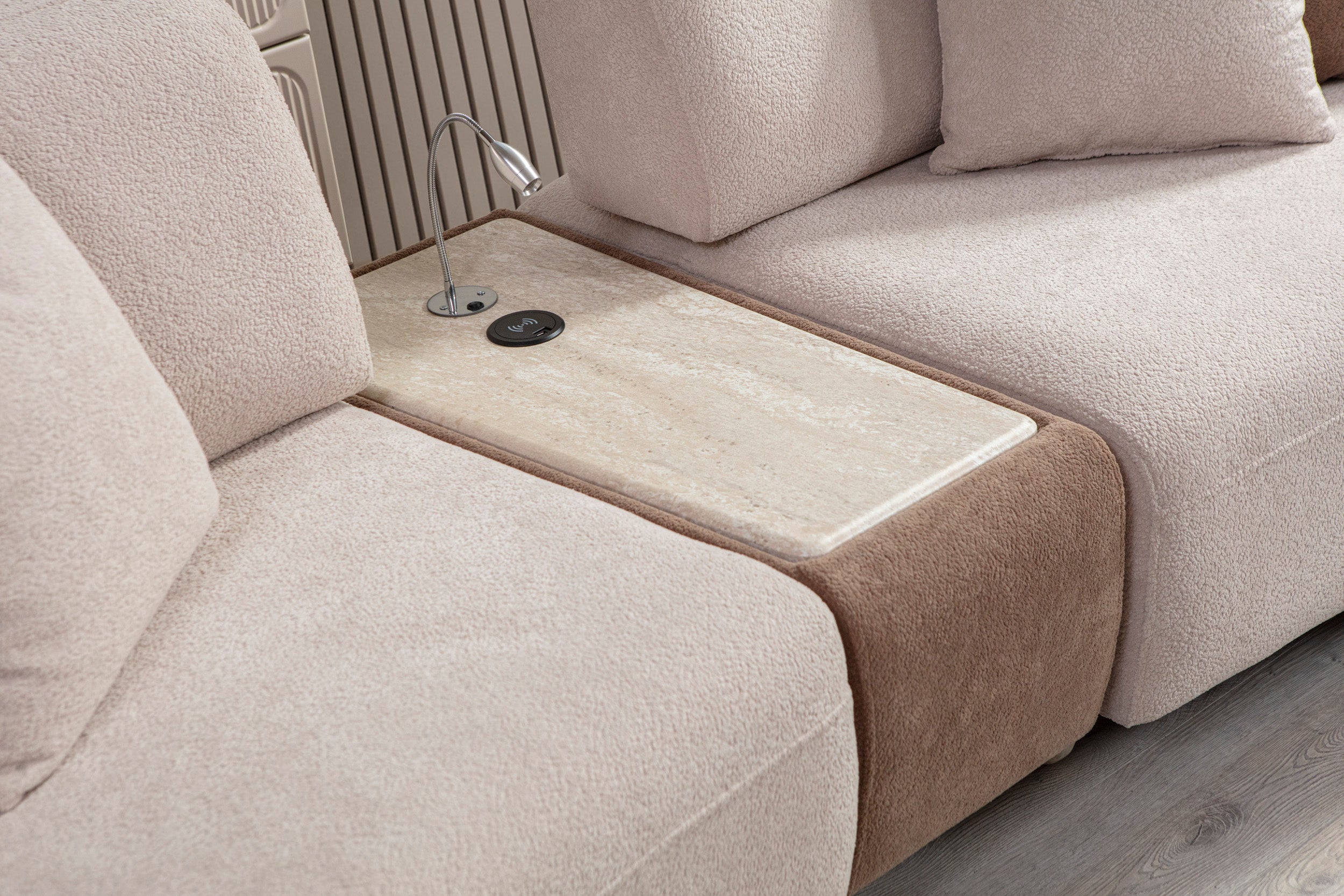 İNCİ GRUP  two-piece sofa set with a center console table