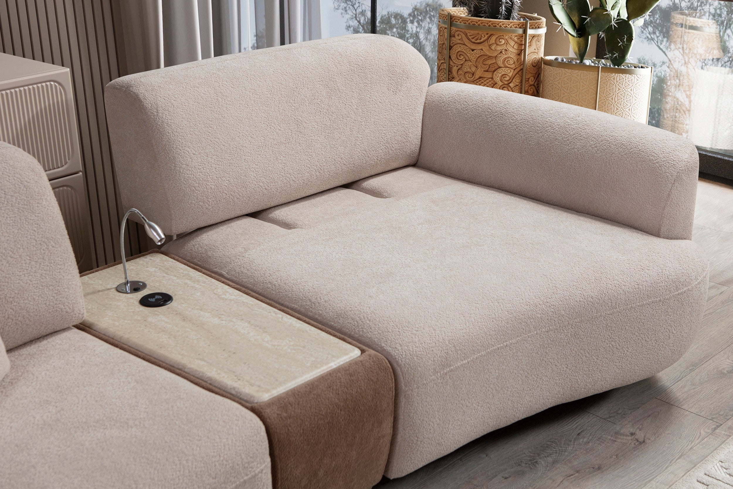 İNCİ GRUP  two-piece sofa set with a center console table