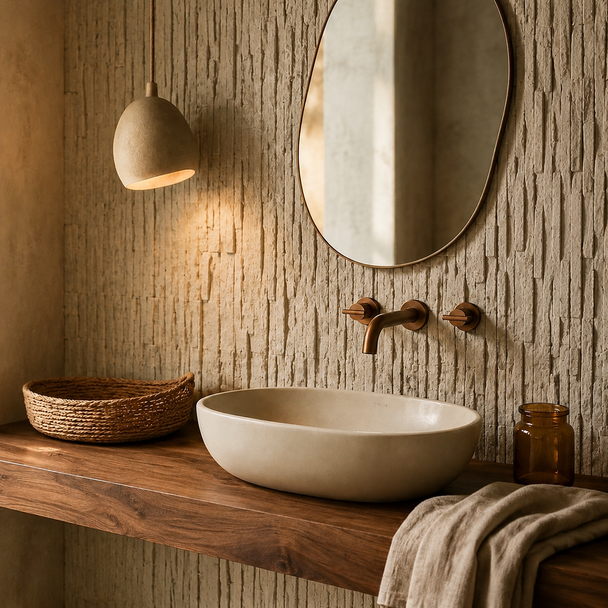 Wall panel stone textured PU wall panel in limestone ash color - 240cm x 60cm