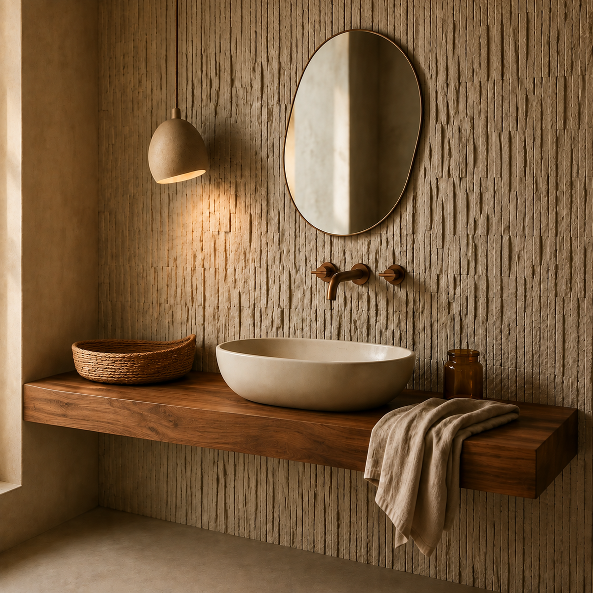Wall panel stone textured PU wall panel in limestone ash color - 240cm x 60cm