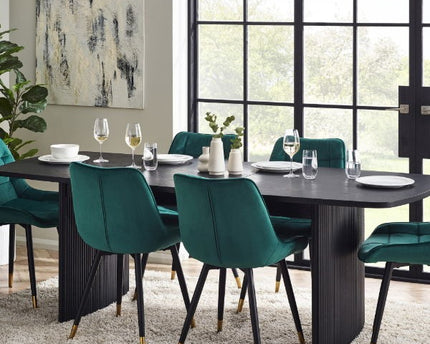 Louis Black Fluted Extending Dining Table