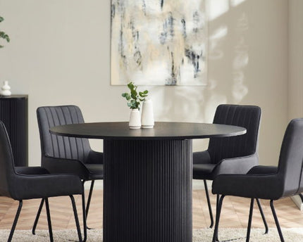 Louis Black Fluted Round Dining Table