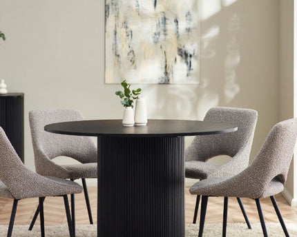 Louis Black Fluted Round Dining Table