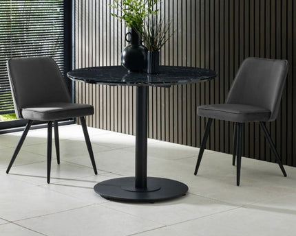 Luca Black Marble Round Dining Table - 80cm