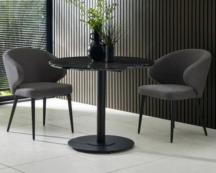 Luca Black Marble Round Dining Table - 80cm
