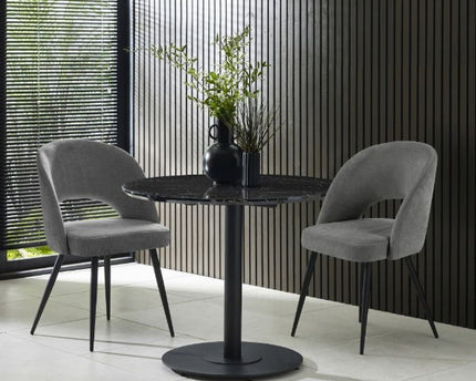 Luca Black Marble Round Dining Table - 80cm