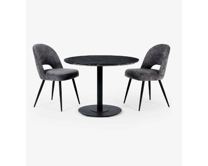 Luca Black Marble Round Dining Table - 80cm