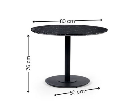 Luca Black Marble Round Dining Table - 80cm