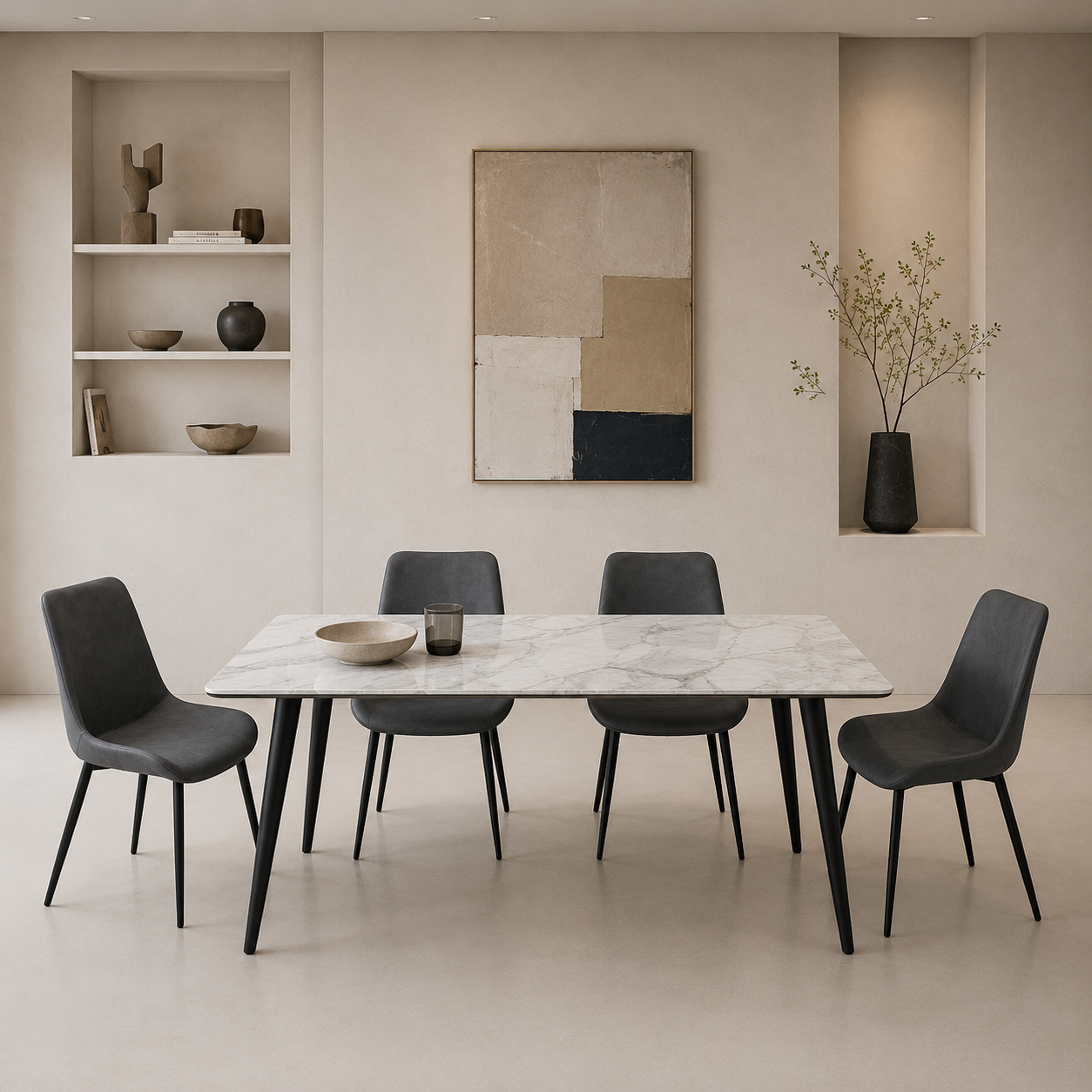 Marble Dining table  + 4 chairs