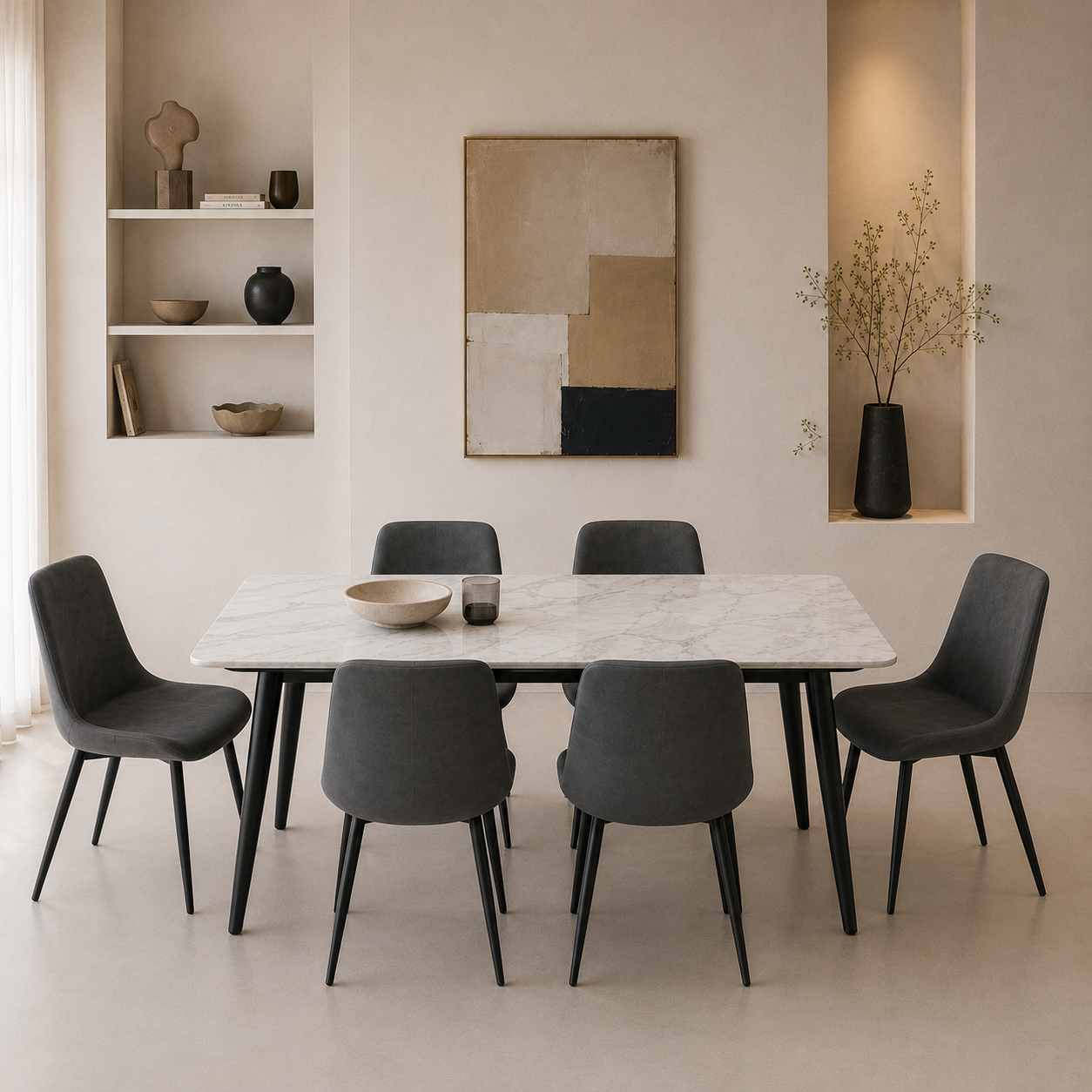 Marble Dining table + 6 chairs