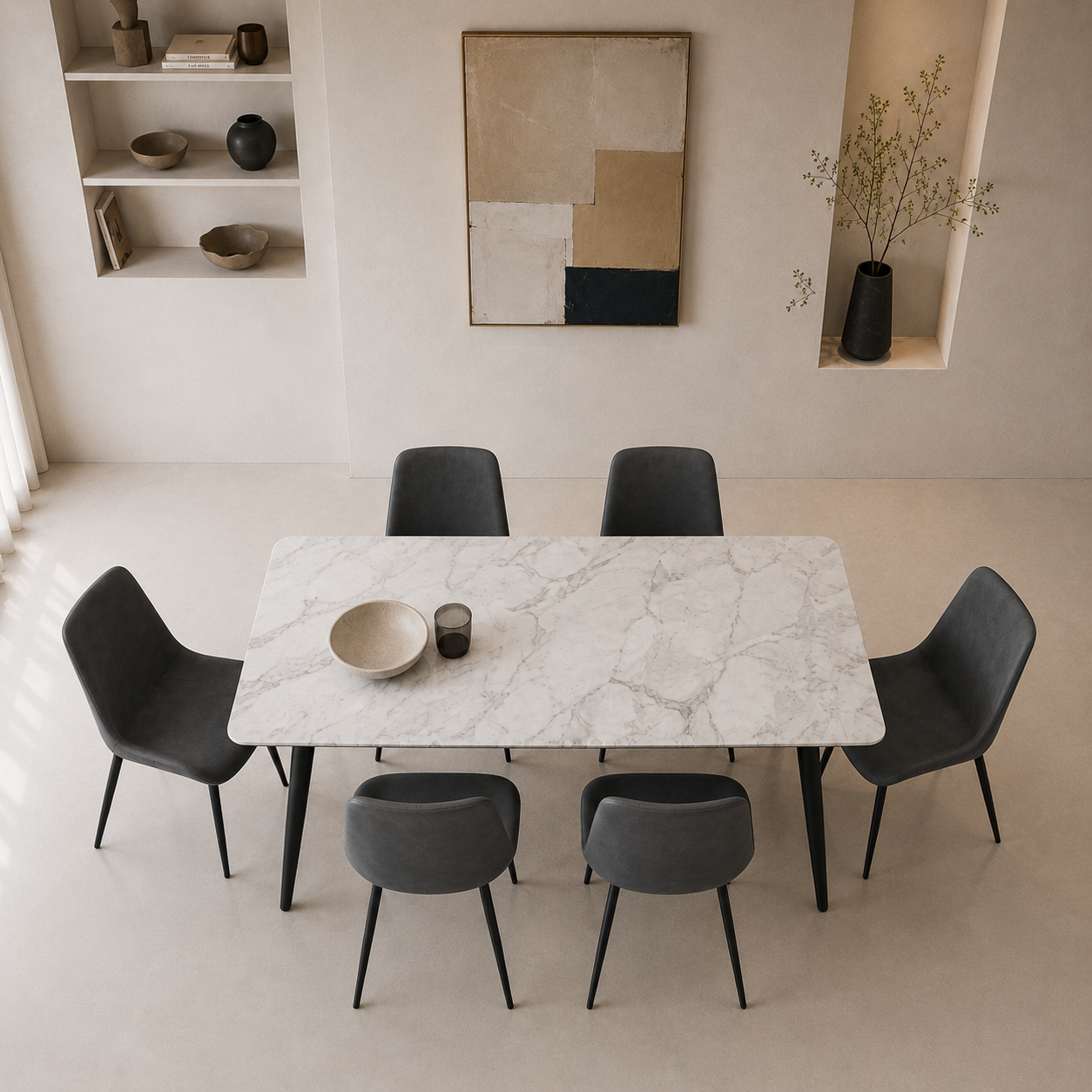 Marble Dining table + 6 chairs