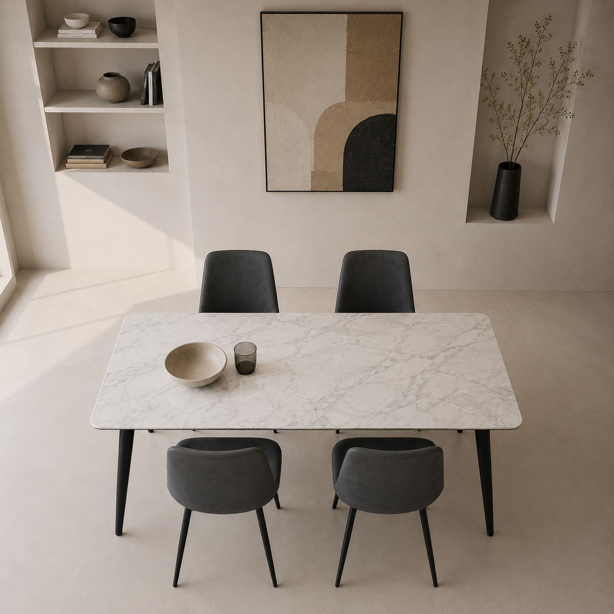Marble Dining table  + 4 chairs