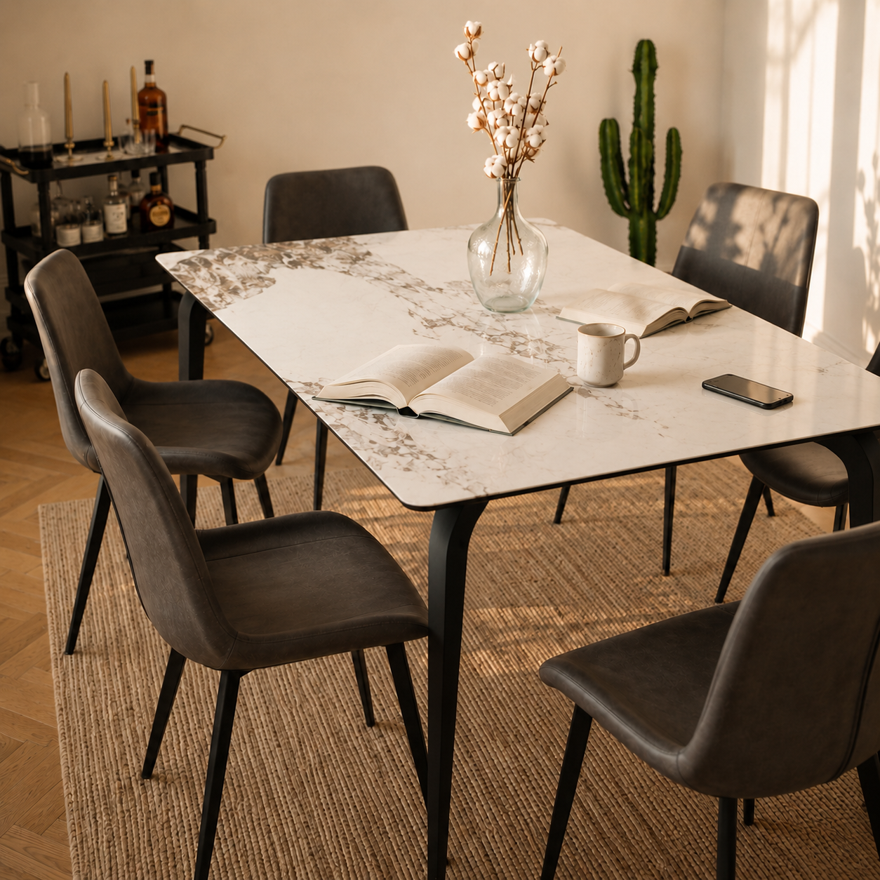 Pandora Dining table + 6 chairs