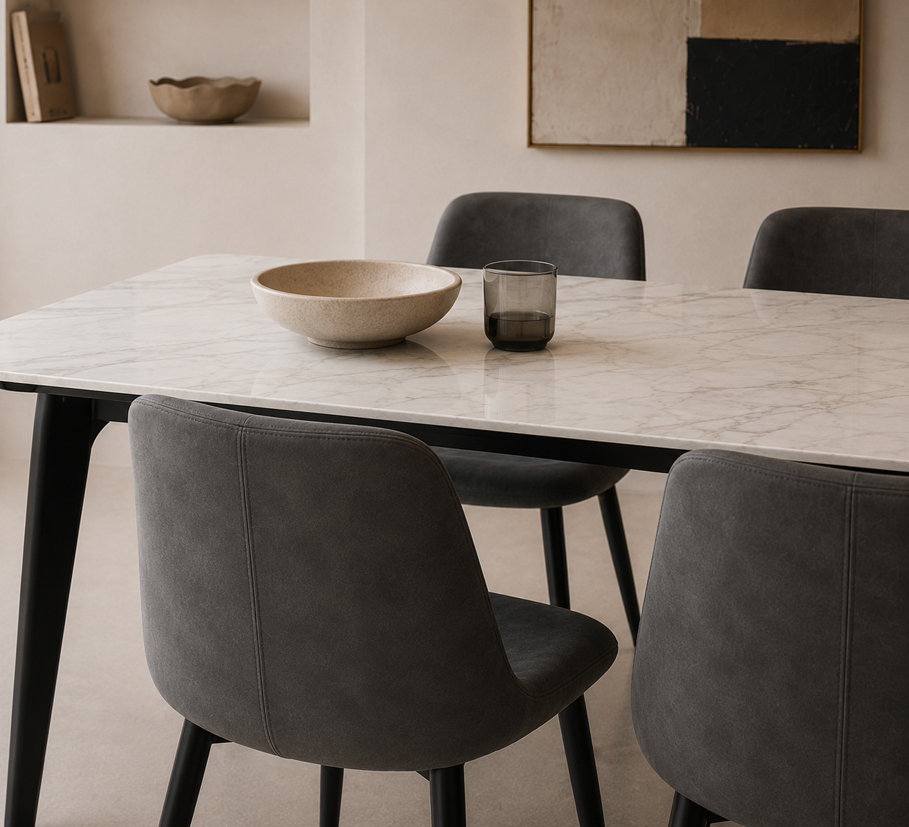 Marble Dining table + 6 chairs