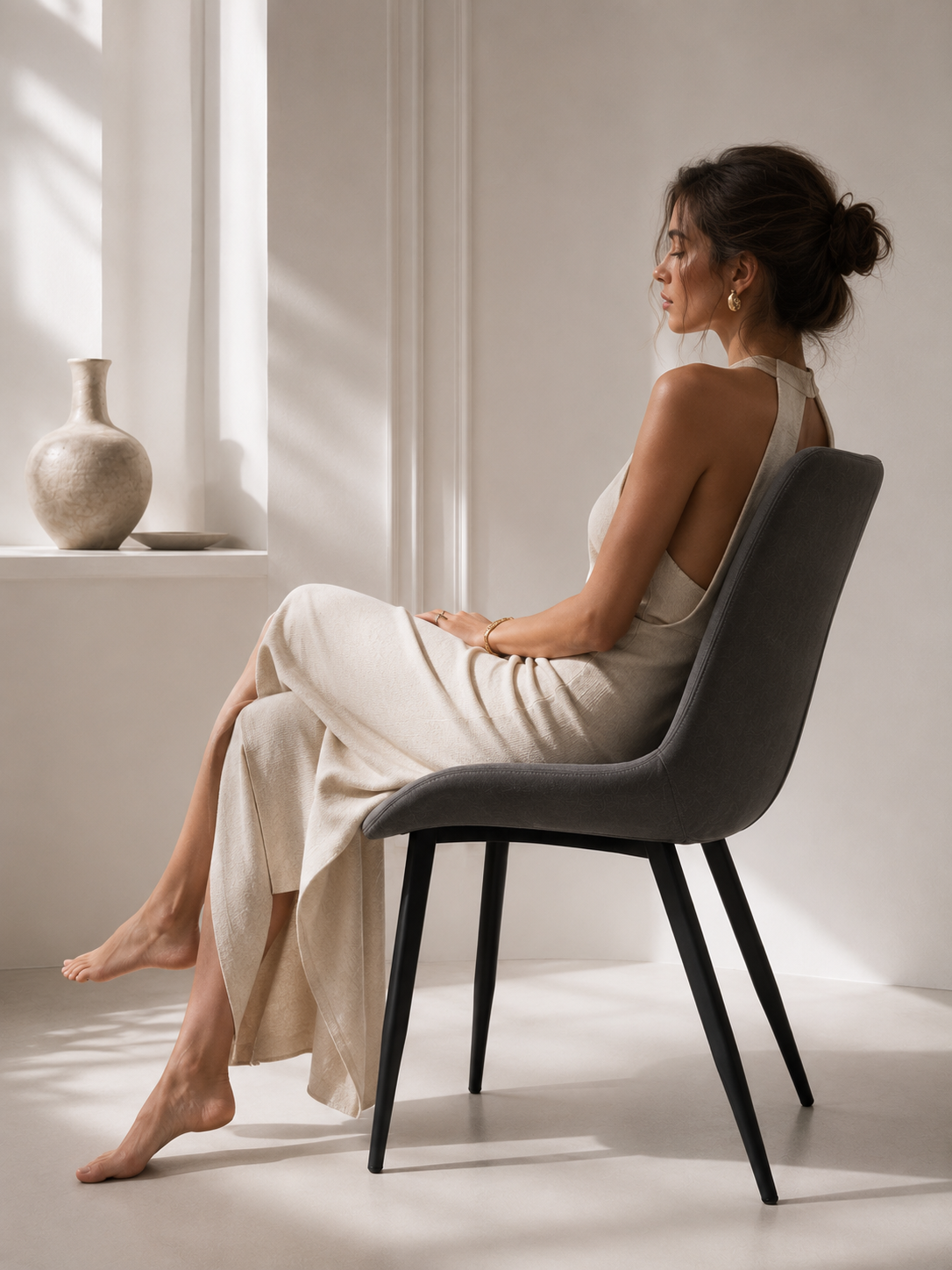 Grey suede Chair