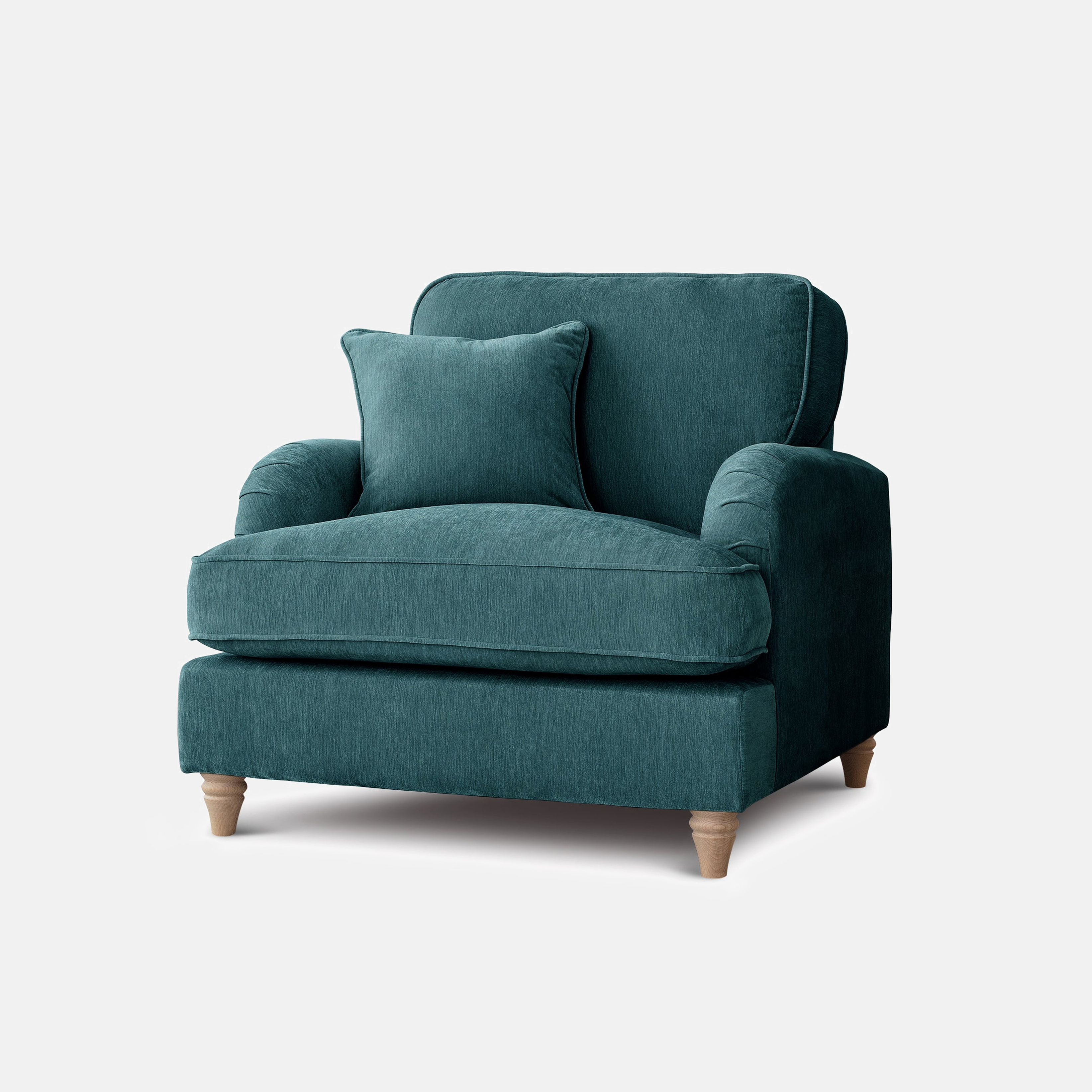 Model 01 – 01 Seater sofa – Teal Fabric Lounge Chair with Cushion | Modern Comfortable Accent Chair